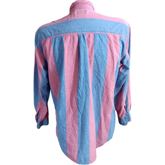 Vintage Medium Denim Shirt Men's 90's Oxford County Seat Striped Button-Down - Picture 5 of 7